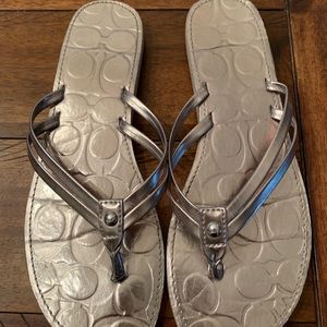 Coach Shoes - Coach Silver Flip Flop Sandals Coach Shoes - Coach Silver Flip Flop Sandals